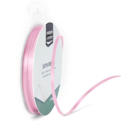 Immagine di Vaessen Creative Ribbon Lyon Wired Nastro di Raso, Rosa (Chiaro), 3 mm x 10 m