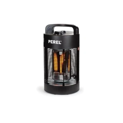 Immagine di Perel Stufa da terrazza mobile, 700 W, carbonio, con protezione antiribaltamento, 2 livelli di calore, oscillante, resistente agli spruzzi d&#039;acqua, metallo, nero