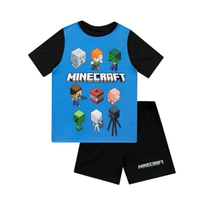 Immagine di Minecraft Pigiama a maniche lunghe per ragazzi Steve and Creeper Nero 9 10 Anni