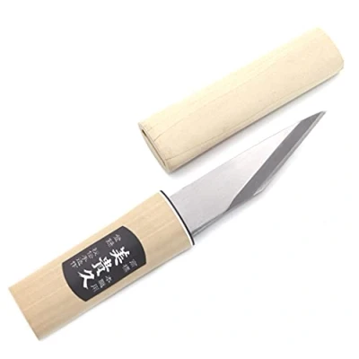 Immagine di Coltello artigianale Kiridashi Katana, con lama in carbonio, per lavori di falegnameria e intaglio, forgiato a mano Giappone, lucidato, 105 mm
