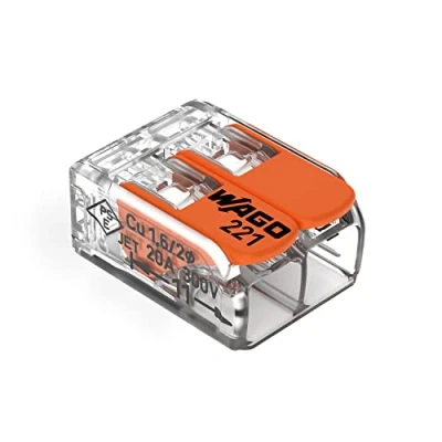 Immagine di WAGO 221 412 100 Morsetto flessibile: 0.14 4 mm² rigido: 0.2 Numero Poli (num): 2 pz. Trasparente, Arancione