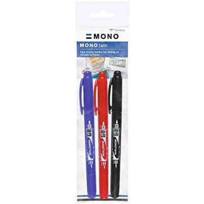 Immagine di Tombow OS TME 3P Pennarello Mono, confezione da 3 pezzi, colori: nero, blu, rosso