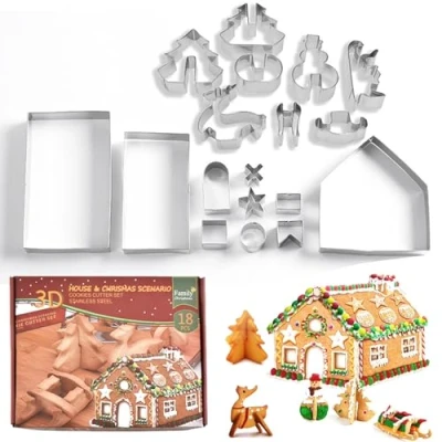 Immagine di Onlvmyur 18PCS Pezzi Formine Biscotti Natale 3D Tagliabiscotti in Acciaio Inox Stampi Cookie Cutters per Dolci DIY Decorazioni