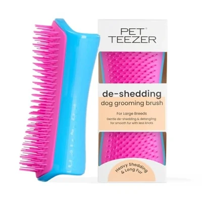 Immagine di Tangle Teezer Pet spazzola anti spargimento e toelettatura cani asciutta o da bagno per Blu Rosa