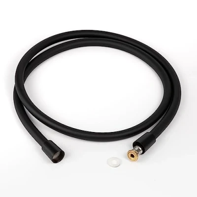Immagine di YOSSEE 1.5m Tubo Doccia Flessibile Nero PVC Di Ricambio Universale, Antipiega E A Prova Perdite Resistente Ad Alta Temperatura Connettore In Ottone