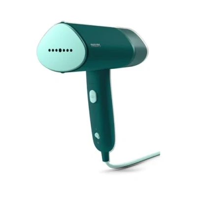 Immagine di Philips Serie 3000 Stiratrice verticale a vapore 1000 W, 20 g/min di vapore, serbatoio dell&#039;acqua staccabile da 120 ml, piastra in metallo, riscaldata, 660g peso, verde scuro (STH3020/70)