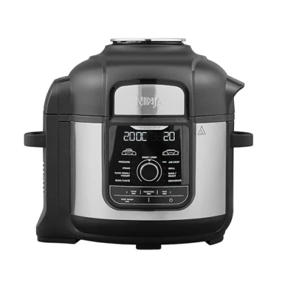 Immagine di Ninja Foodi MAX Multicooker, 9 in 1, 7.5L, Funzioni di Cottura, Pentola a Pressione, Friggitrice ad Aria, Cottura Lenta, Griglia e Altro, Acciaio Satinato/Nero, OP500EU
