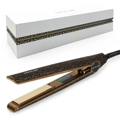 Immagine di CORIOLISS C1 Piastre per capelli le donne Piatti di titanio e curling fini Ferro professionale con controllo della temperatura (Leopard Gold Soft Touch)