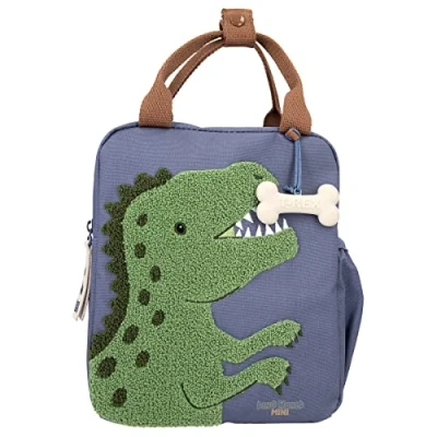 Immagine di Depesche 11926 World Dino Mini Zaino Blu per Bambini, con Motivo di Dinosauro in Spugna e Ciondolo Osso, Borsa Cinghie Manici Regolabili, Colore, 23 x 20 cm