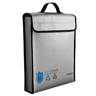 Immagine di TuoBak&#039;s Borsa per documenti ignifuga,impermeabile e ignifuga,per documenti,denaro,passaporto, file bancari contanti (grigio)