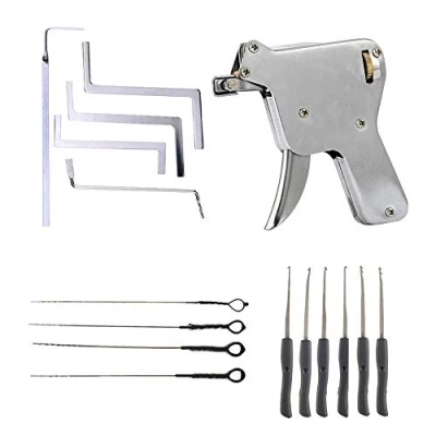 Immagine di Loboo Idea kit di strumenti per aprire la serratura della porta, include una pistola grimaldelli, 10 pezzi estrattore chiave rotta e 5 chiavi tensione fabbro professionista