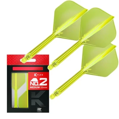 Immagine di Target Darts K Flex Integrated Dart Flight And Shaft, No.2 Giallo (Medio) Confezione da 3 No 2, Kflex Precision Moulded 2 in 1 Flights STEM