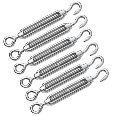 Immagine di 6 pezzi M4 Tenditore in Acciaio inossidabile,Tenditorein con Gancio e Occhiello,Tenditore Regolabile, della Fune, Accessori per Fune