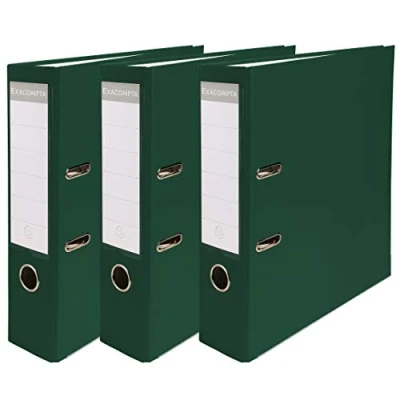 Immagine di Exacompta Rif. 918405SE Set di 3 raccoglitori a leva dorso 80mm formato A4 esterno in polipropilene/interno carta verde scuro