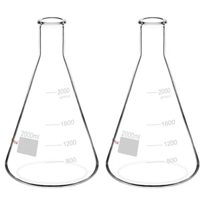 Immagine di StonyLab 2 Pezzi Boccette di Erlenmeyer a Bocca Stretta 2000ml con Bordo Resistente Narrow Mouth Flasks