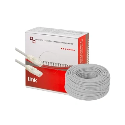 Immagine di LINK LK6A100 Matassa cavo rete Categoria 6A non schermato UTP AWG24 Halogenfree Flessibile COLORE GRIGIO MT.100, intestato da ambo i lati