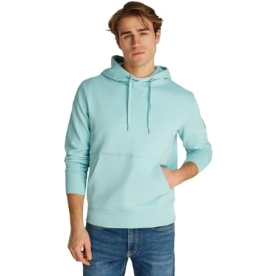 Immagine di Calvin Klein Uomo Felpa Badge con Cappuccio, Blu (Fresh Mint), S
