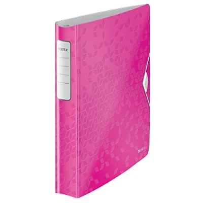 Immagine di Leitz Active WOW 42400023 Raccoglitore a 4 anelli SoftClick, Formato A4, Dorso 5.2 cm, Chiusura elastico, Polyfoam leggero, Fucsia metallizzato