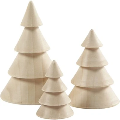 Immagine di Creativ 100263 Alberi di Natale in legno, H: 5+7,5+10 cm, D: 3,5+5,4+6,7 legno imperatrice, 3pz