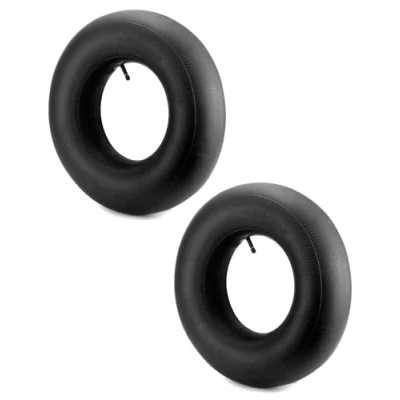 Immagine di QWORK® 2 pezzi 4.80/4.00 8 camera d&#039;aria per carriola, camere di ricambio,valvola diritta, tosaerba, carrelli manuali
