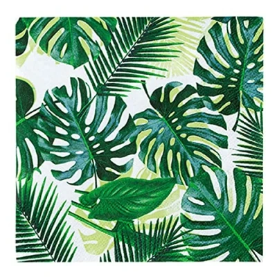 Immagine di Talking Tables Tovaglioli di Carta Tropicali con Foglie Palma (50 Pezzi) Colorati per Feste Hawaiane, Merende Estive, Compleanni, da 33cm, 50pz