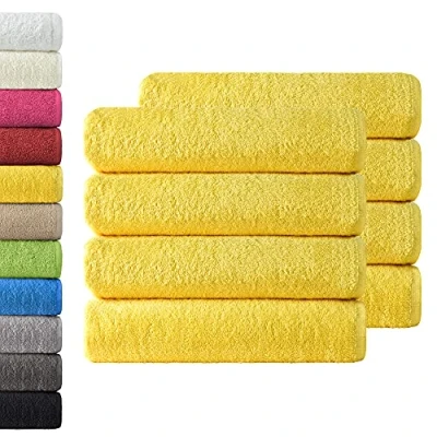Immagine di NatureMark Confezione da 8 asciugamani in spugna, 50 x 100 cm, 100% cotone, di colore giallo