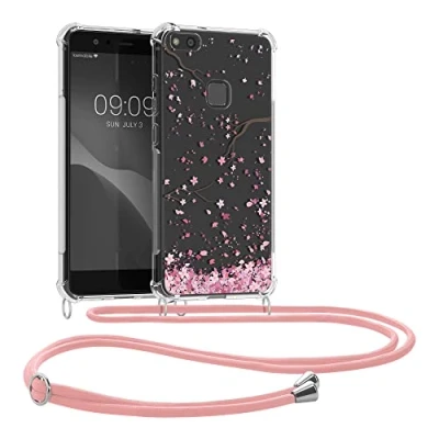 Immagine di kwmobile Custodia Compatibile con Huawei P10 Lite Cover Back Case in Silicone TPU Protezione Smartphone Cordino rosa/marrone scuro/trasparente