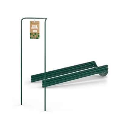 Immagine di GardenGloss® Supporti per Arbusti (10 Pezzi) Supporto Mezzo Rotondo Piante in Acciaio Fiori Ortensie e Rose Anello (100cm x 40cm)