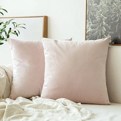 Immagine di MIULEE Confezione da 2 Federe in Velluto Copricuscini Decorativi Fodere Quadrate per Cuscino Divano Camera Letto Casa45X45cm Rosa