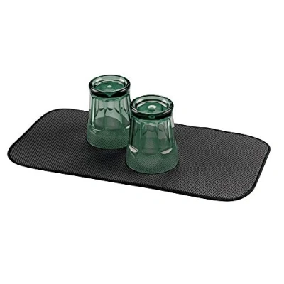 Immagine di iDesign iDry tappetino lavello, Piccolo e sottile cucina in poliestere per asciugatura veloce delle stoviglie, nero/bianco