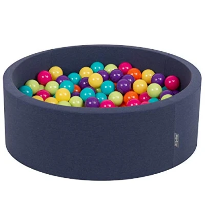 Immagine di KiddyMoon Piscina di Palline Colorate ∅ 7CM per Bambini Tondo Fabbricato in EU, Blu:Verdech/Giallo/Turchese/Arancione/Rosasc/Viola,90X30cm/200