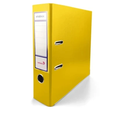 Immagine di Netuno 1 raccoglitore documenti giallo a 2 anelli A4 dorso 8 cm raccoglitori in cartone ecologico riciclato per archivio ufficio faldoni portadocumenti registratori ad