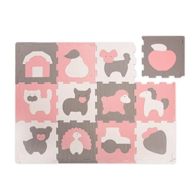 Immagine di Hakuna Matte Tappeto Puzzle per Bambini con Animali della Fattoria 12 Piastrelle in Schiuma 20% più Spesse e Morbide Custodia Imparare Giocare 100% Sicuro, Non Tossico, Inodore
