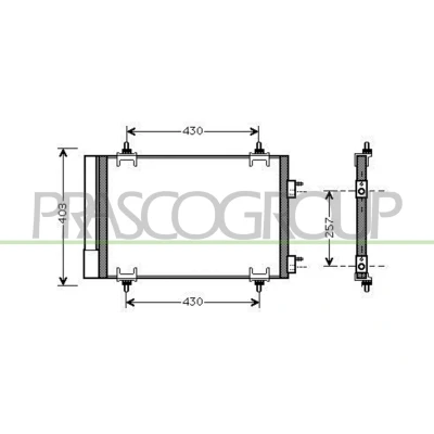 Immagine di PRASCO CI424C001 Condensatore con essiccatore 14 11 Alluminio 640 R 134a PEUGEOT: 307 Hatchback, 308 I SW, CITROËN: Berlingo II Van