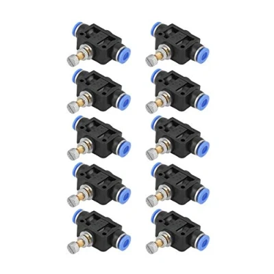 Immagine di valvola pneumatica del Regolatore di velocità flusso della dell&#039;aria 10 pezzi / set a pressione Connettore controllo d&#039;aria pneumatico da 6 mm