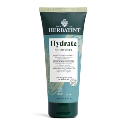 Immagine di Herbatint Hydrate Conditioner Balsamo Idratante Bio 200 ml, per Capelli Secchi, Disidratati e Crespi, Testato Dermatologicamente su Pelle Sensibile, 99% Ingredienti Naturali, con Cheratina Vegetale