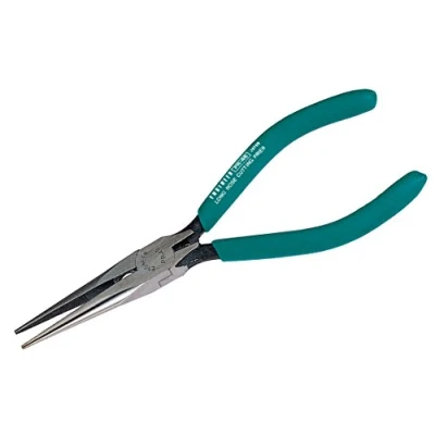 Immagine di Pinze a becchi ad ago (160 mm) con ganasce di taglio filo integrale (pinze lunghi) Made in Japan. ENGINEER pr 46, verde