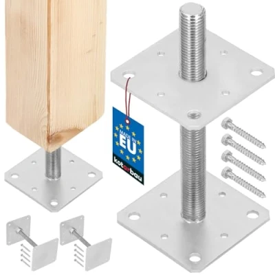 Immagine di KOTARBAU® Set di 2 Supporto per pali 160x160x250 mm regolamentato filettatura recinzioni travi in legno zincato Manicotto ancoraggio staffa pavimento