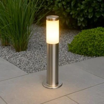 Immagine di CGC Lighting Lampada da giardino per vialetto esterno, applique a led con lampione (Argento, Medio)