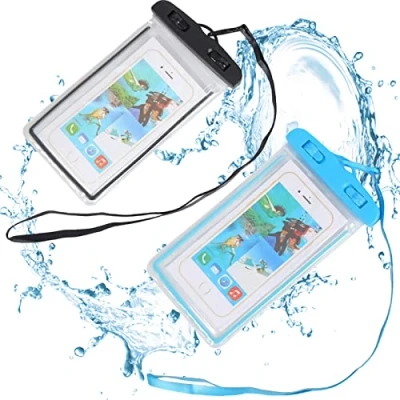 Immagine di custodia impermeabile smartphone Da 2 Pezzi, Universale Ipx8 Per Accessori Spiaggia, busta Iphone 13, 12, 11 Pro/Xs/Xr/7/8, Huawei Sumsung (Blu + Nero)