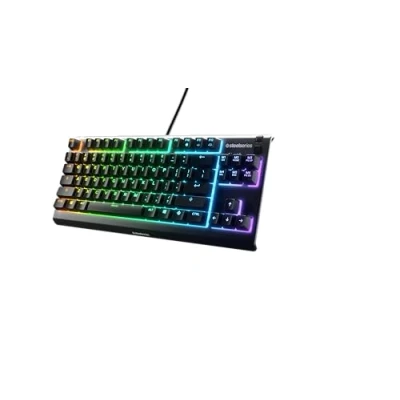 Immagine di SteelSeries Apex 3 TKL, RGB tastiera da gaming , Fattore di forma compatto senza tastierino numerico studiato per gli eSport, Illuminazione a 8 zone, Layout Americano QWERTY