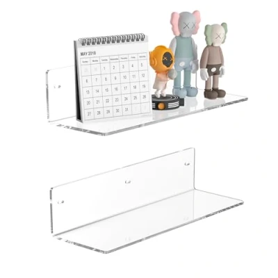 Immagine di Sezanrpt mensole trasparenti da 30 cm, resistenti all&#039;umidità, bagno in acrilico, per bagno, camera letto, soggiorno, vendita al dettaglio, confezione 2