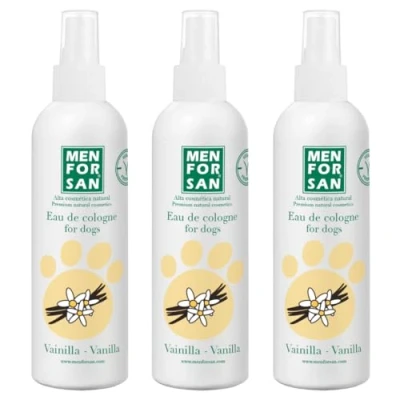 Immagine di Menforsan Eau de Toilette per cani con aroma di vaniglia 125 ml Confezione da 3 unità