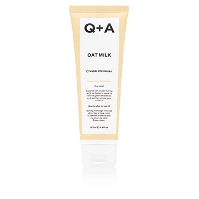 Immagine di Q+A detergente per crema al latte d&#039;avena, un idratante il viso formulato con una tripla miscela di ingredienti derivati dall&#039;avena sollevare delicatamente trucco e impurità, 125 ml