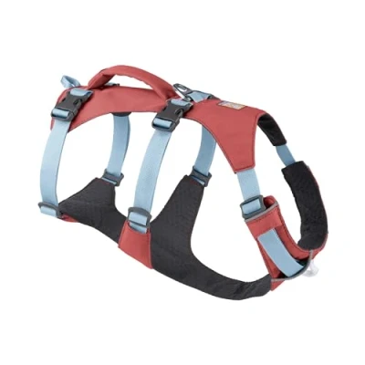 Immagine di RUFFWEAR Pettorina per cani con manico, Flagline, comoda e leggera, multiuso, regolabile, 3 punti di attacco, fettuccia rinforzata robusto anello a V in metallo, Salmon Pink (Large/XL, 81 107cm)