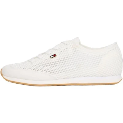 Immagine di Tommy Hilfiger Donna Sneakers Running Low Profile con Mesh, Bianco (Ecru), 38