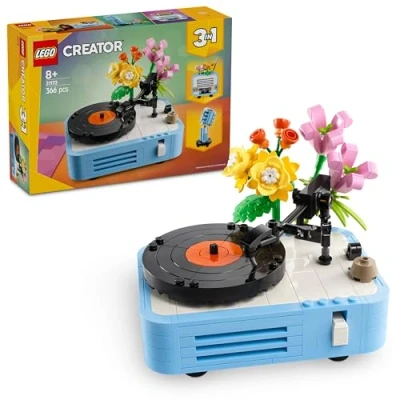 Immagine di LEGO Creator 3 in 1 Giradischi con Fiori Modellino Ricostruibile Radio Retrò o Microfono Giochi Creativi per Bambine e Bambini da 8 Anni su Fan della Musica Idea Regalo 31172