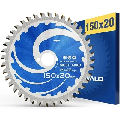 Immagine di FALKENWALD® Lama per sega circolare a batteria 150 x 20 mm con anello da 10/16 Compatibile Bosch, Makita, Einhell Ideale segare legno, metallo e alluminio