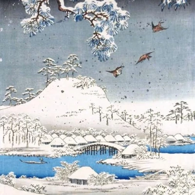 Immagine di V &amp; a Christmas Cards (M G5054) Snow scene in the Garden of Daimyo, Giappone Confezione da 5