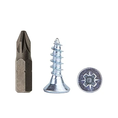 Immagine di Confezione di 400 viti per legno in acciaio zincato da 4,0 x 16 mm, truciolato, universali Pozidriv, PZ completamente filettate, a testa svasata (400, mm)
